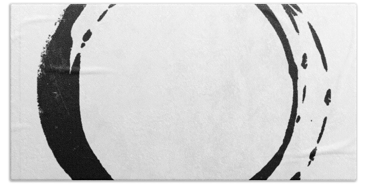 Black Beach Sheet featuring the painting Enso No. 107 Black on White by Julie Niemela