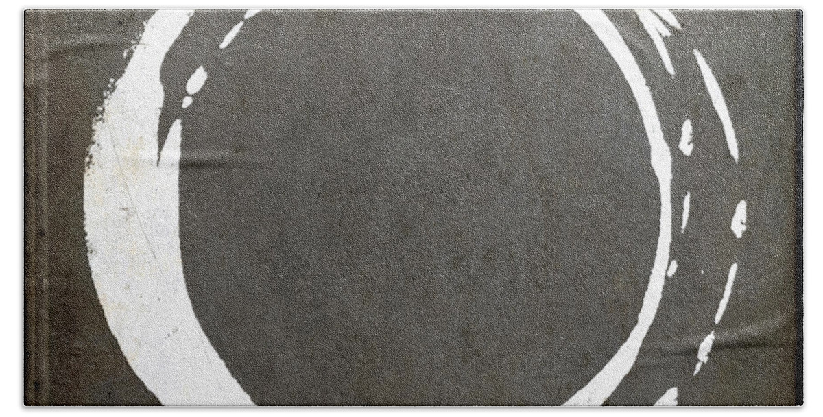 Gray Beach Towel featuring the painting Enso No. 107 Gray Brown by Julie Niemela