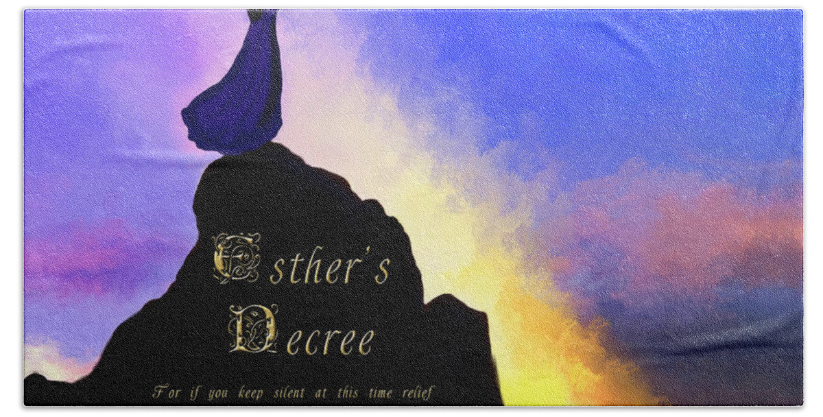 Esther Art Beach Towel featuring the painting Esther's Decree by Constance Woods