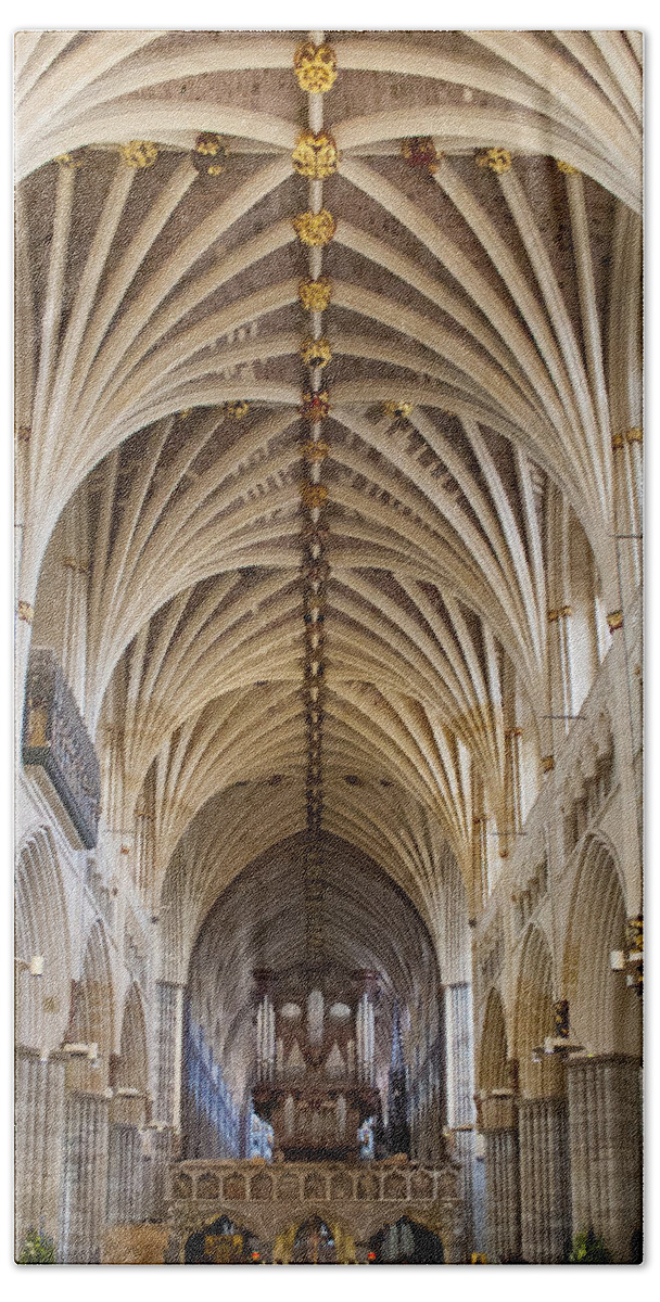 Ceiling Beach Sheet featuring the photograph Exeter Cathedral and organ by Jenny Setchell