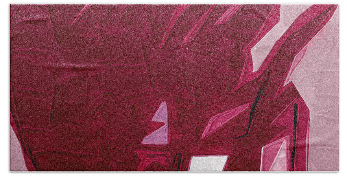 Abstract Beach Towel featuring the painting Expression of Red by Kirt Tisdale