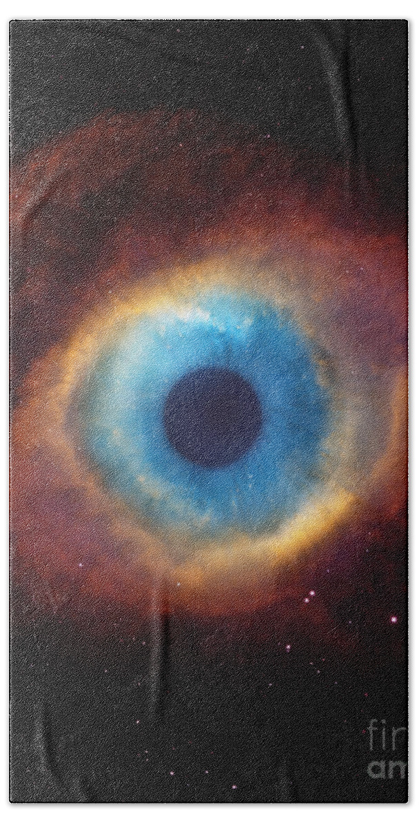 Nebula Beach Towel featuring the photograph Eye Of God In The Helix Nebula by Mike Agliolo