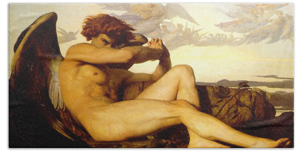 Alexandre Cabanel Beach Sheet featuring the painting Fallen Angel by Alexandre Cabanel