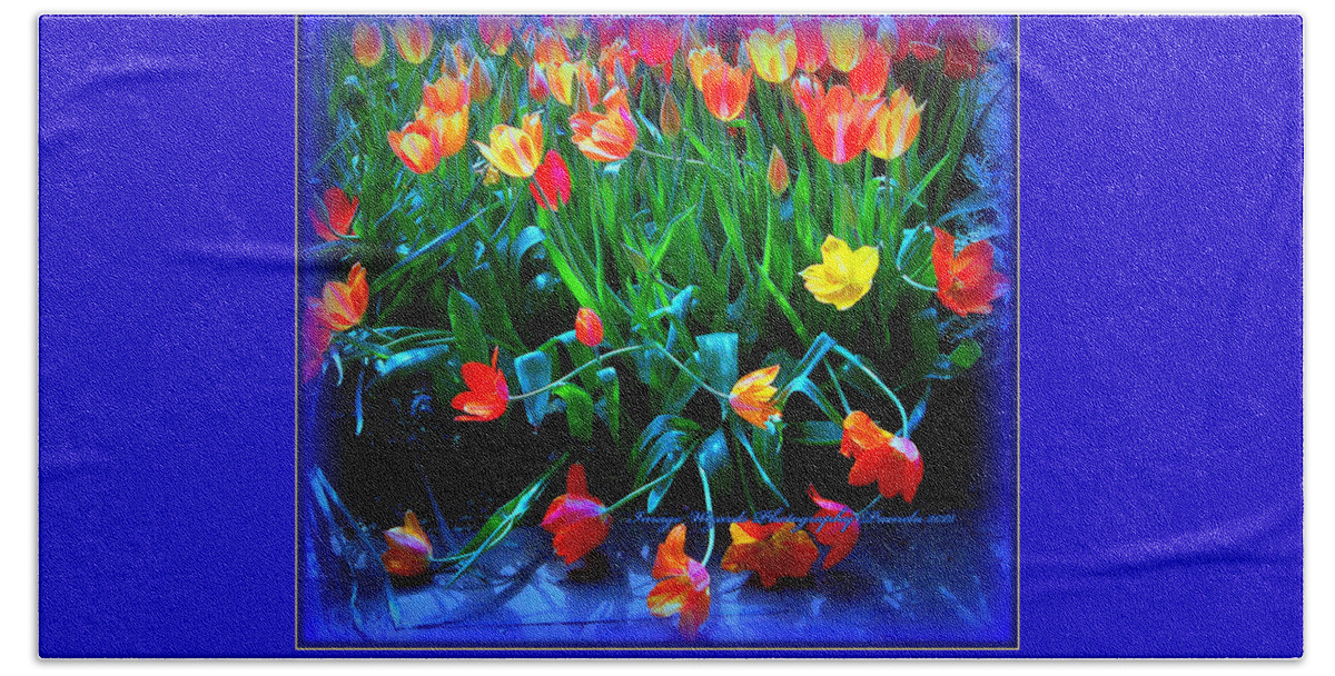 Fallen Tulips Beach Sheet featuring the digital art Fallen Tulips by Pamela Smale Williams