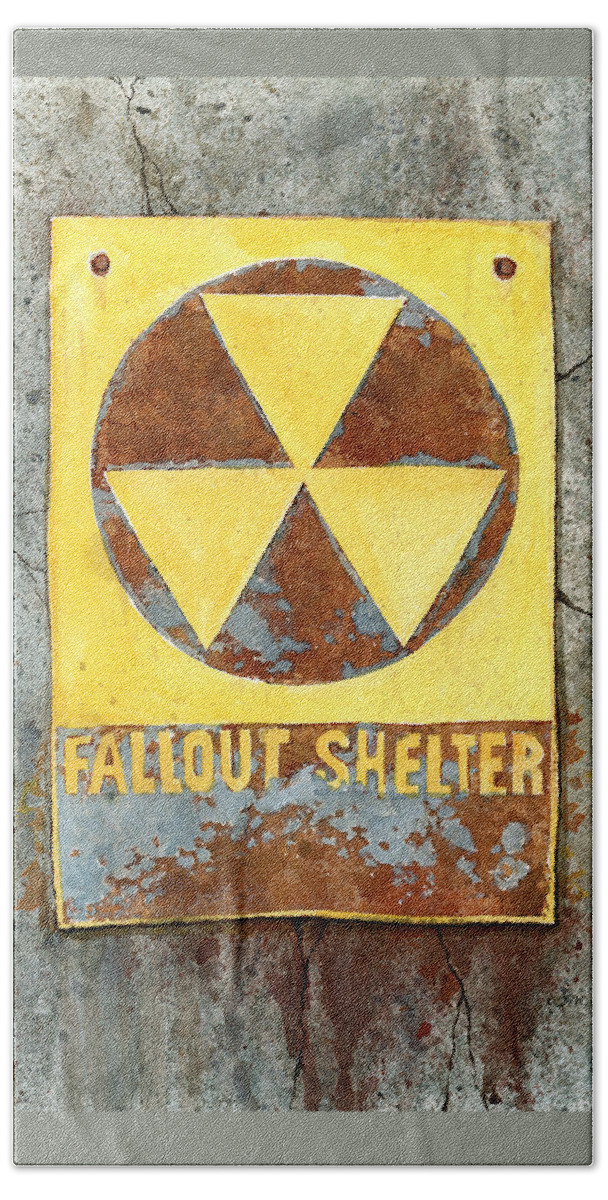 Watercolor Beach Sheet featuring the painting Fallout Shelter #2 by Jennifer Creech