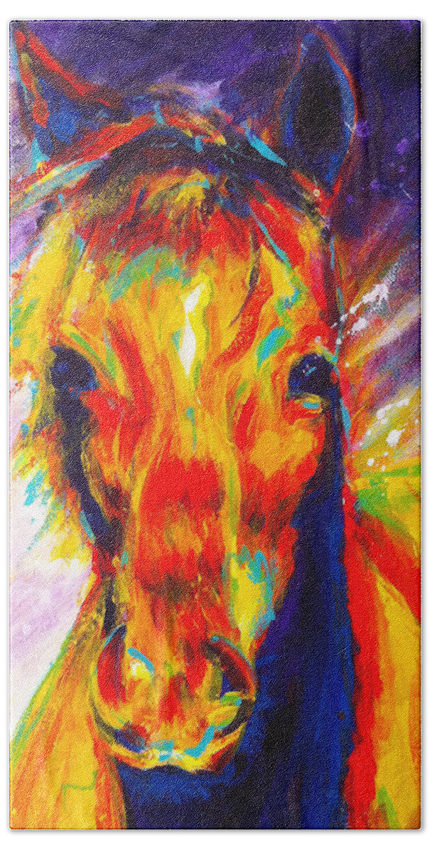 Pony Beach Towel featuring the painting Fanta by Steve Gamba