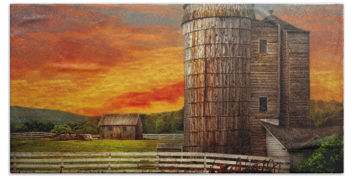 Farm Beach Towel featuring the photograph Farm - Barn - Welcome to the farm by Mike Savad