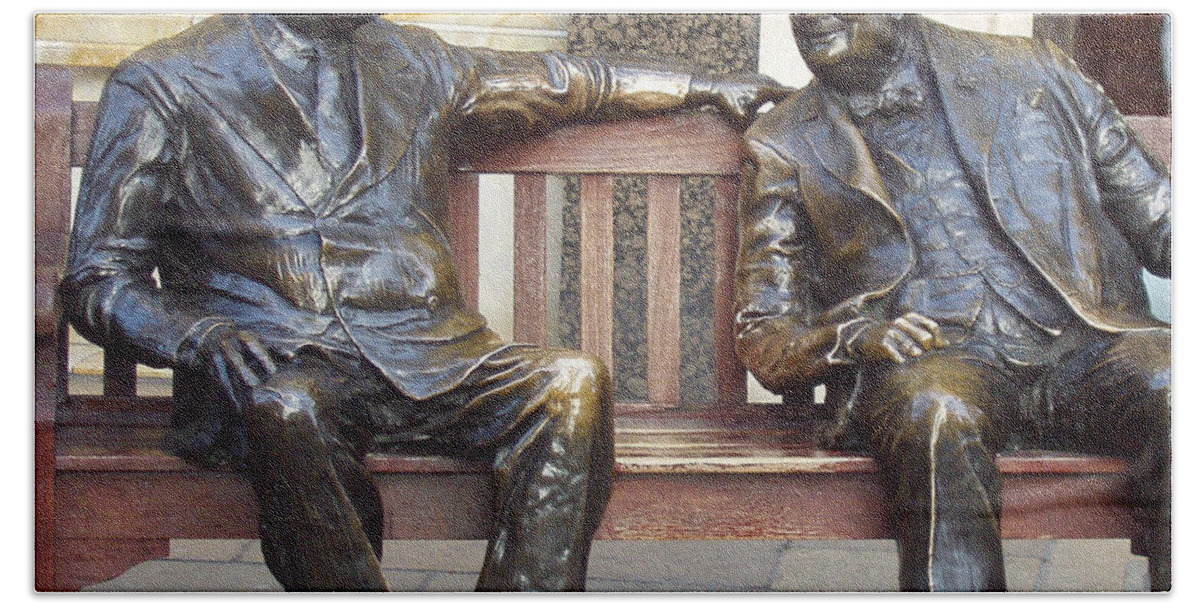 Fdr And Churchill Having A Chat In London Beach Sheet featuring the photograph FDR and Churchill having a chat in London by John Telfer