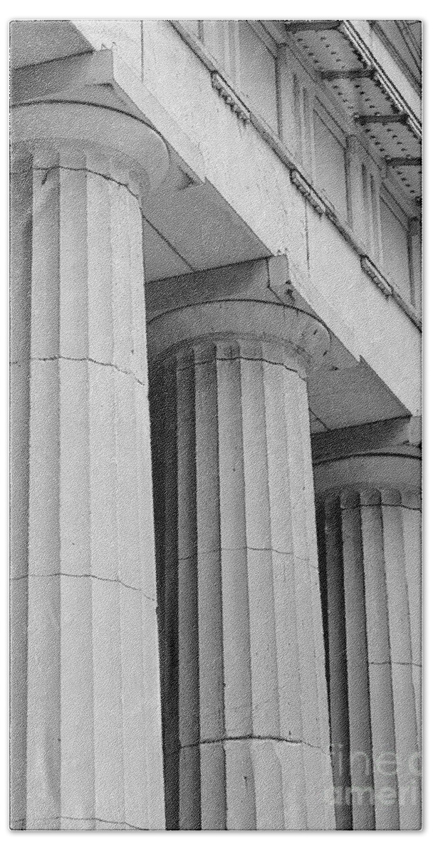 Columns Beach Towel featuring the photograph Federal Hall Columns by Jerry Fornarotto
