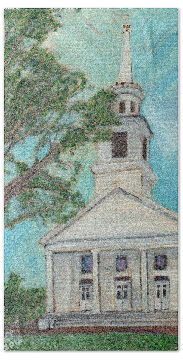 Church Beach Sheet featuring the painting Federated Church by Cliff Wilson