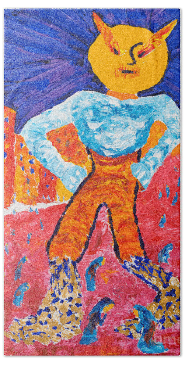 Jewish Art Beach Towel featuring the painting Feet of Clay by Walt Brodis