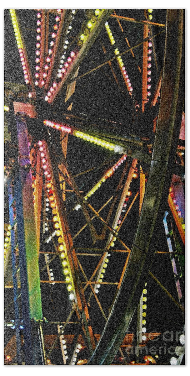 Ferris Wheel Beach Sheet featuring the photograph Lit Ferris Wheel by Lilliana Mendez