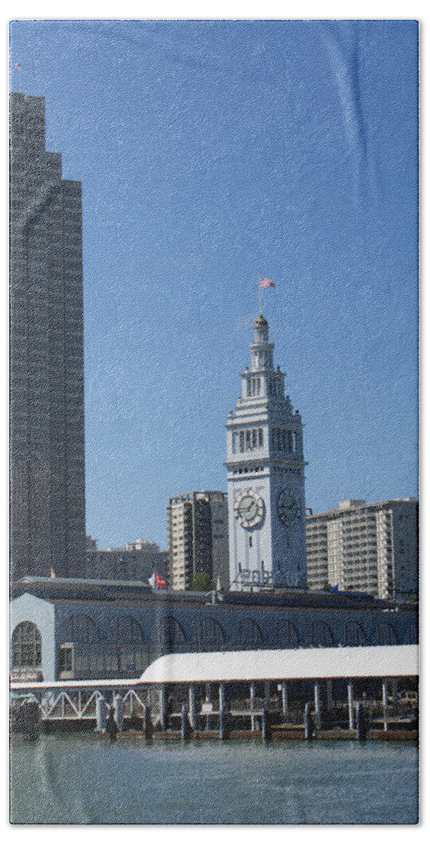 San Francisco Beach Towel featuring the photograph Ferry Building in San Francisco by Weir Here And There