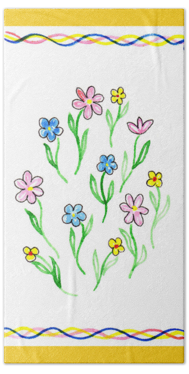 Festive Flowers Beach Towel featuring the painting Festive Flowers I by Irina Sztukowski