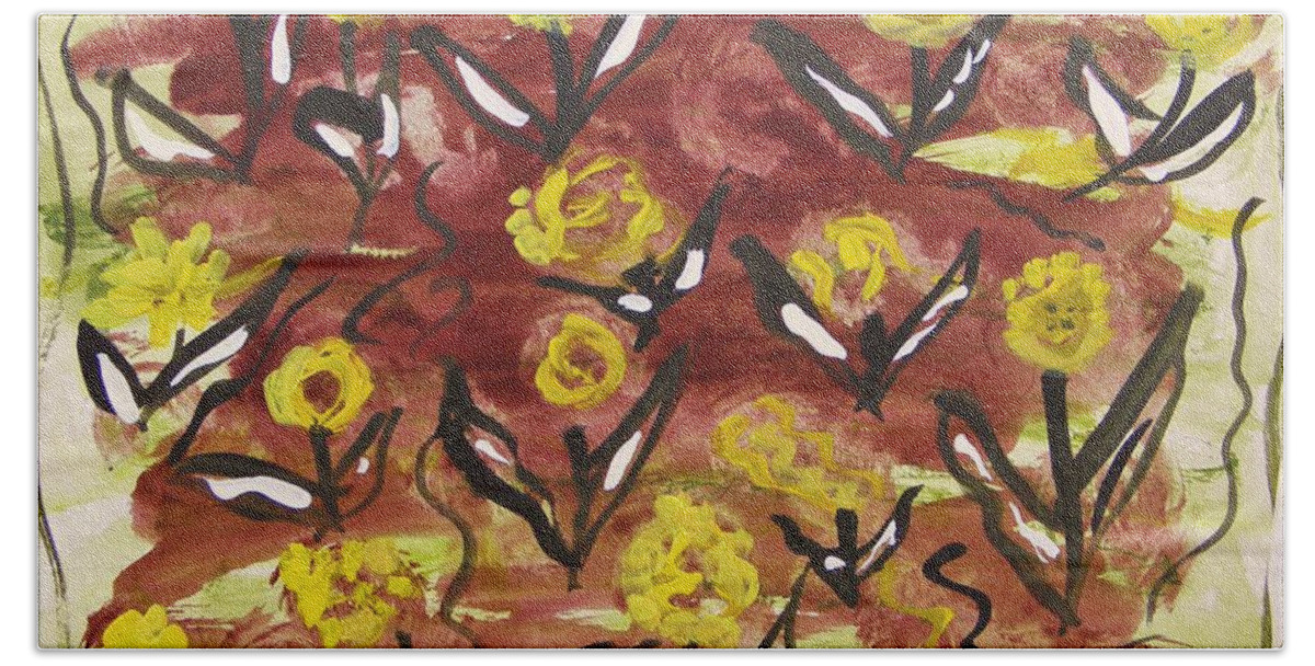 Acrylic Beach Sheet featuring the painting Field of Flowers by Mary Carol Williams