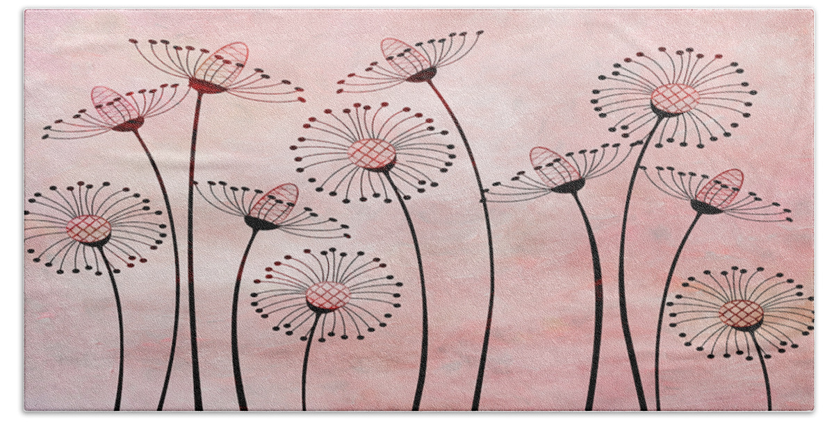 Meadow Beach Sheet featuring the mixed media Field Of Flowers Within 3 by Angelina Tamez