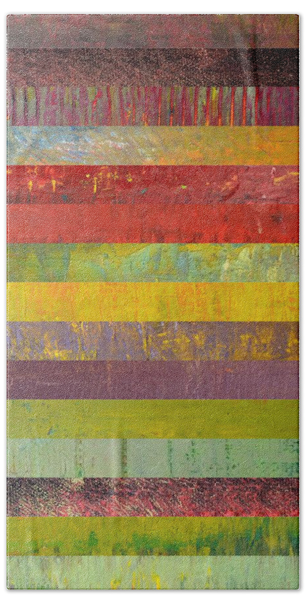 Original Art Beach Towel featuring the painting Fifteen Stripes No. 3 by Michelle Calkins