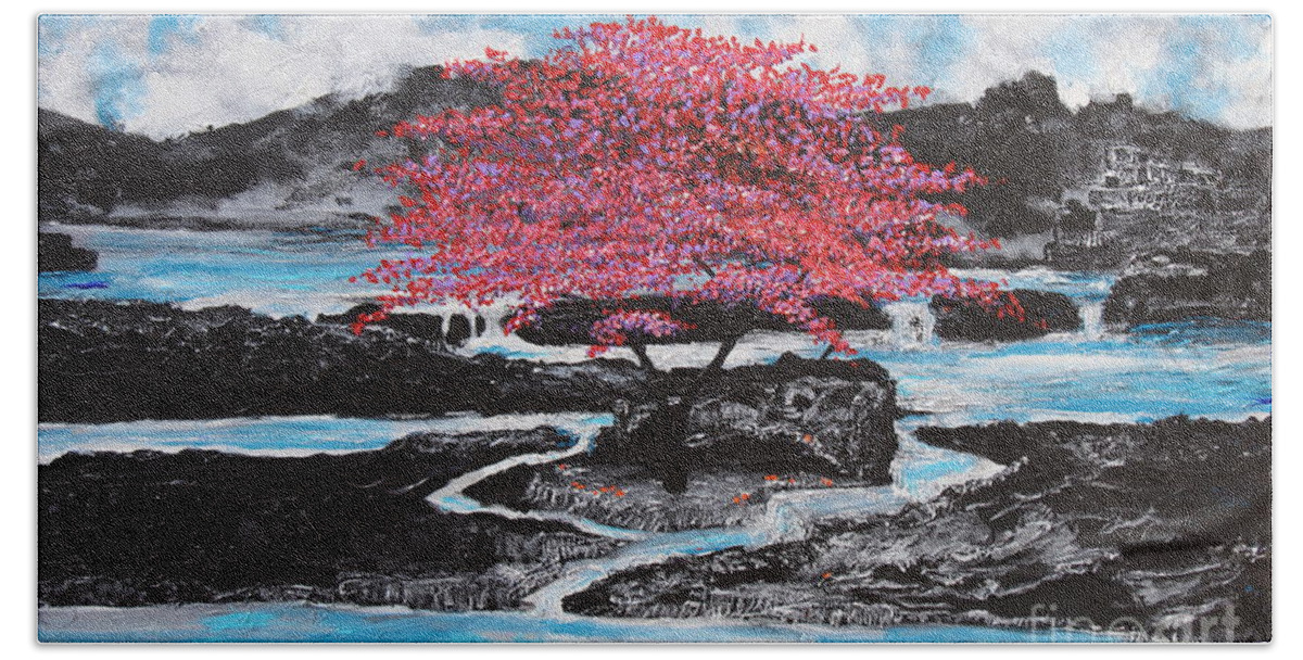 Lake Beach Towel featuring the painting Finding Beauty In Solitude by Stefan Duncan