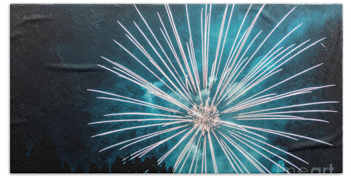 Firework Beach Towel featuring the photograph Fire Flower by Suzanne Luft