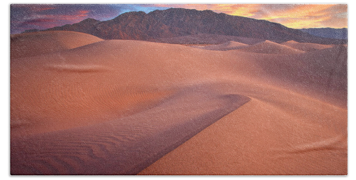 Death Valley Beach Towel featuring the photograph Fire On Mesquite Dunes by Darren White