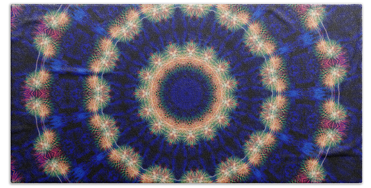 Fireworks Beach Towel featuring the digital art Fireworks Kaleidoscope by Lynne Jenkins