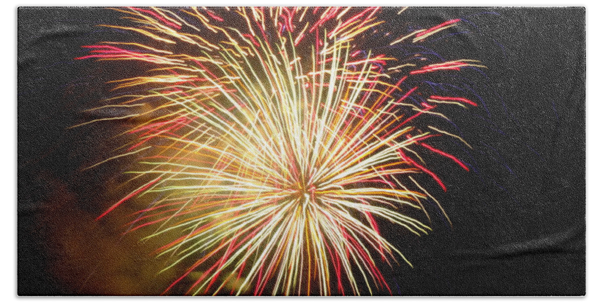 Fireworks Beach Towel featuring the photograph Fireworks over Chesterbrook by Michael Porchik