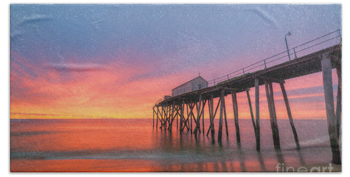 Fishing Pier Sunrise Beach Towel featuring the photograph Fishing Pier Sunrise by Michael Ver Sprill