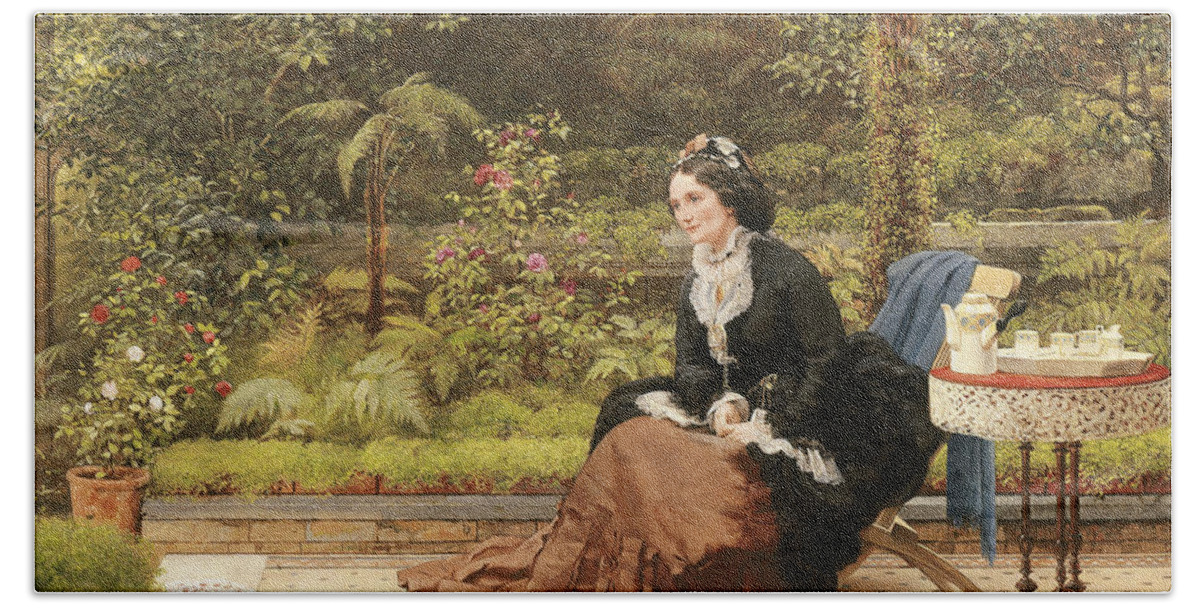 Five O'clock Beach Towel featuring the painting Five Oclock by George Dunlop Leslie