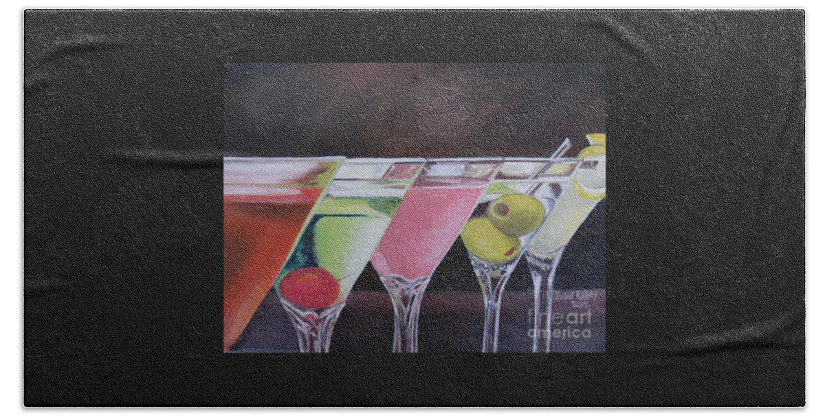 Drinks Beach Towel featuring the painting Five O'Clock by Julie Brugh Riffey