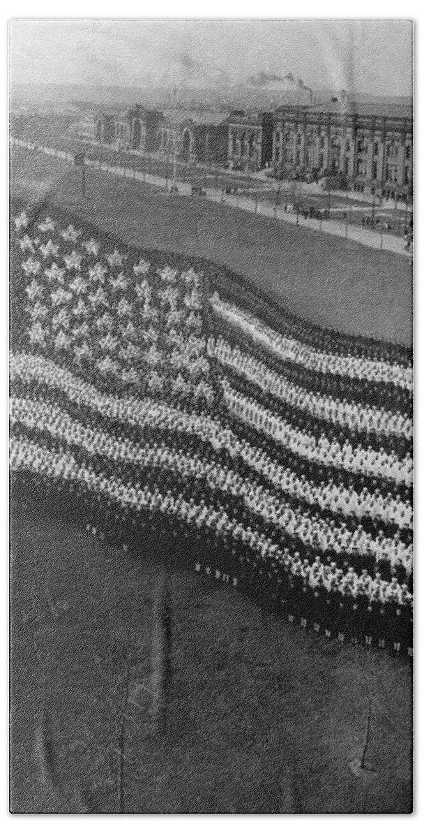 1917 Beach Sheet featuring the photograph Flag Formation, C1917 by Granger