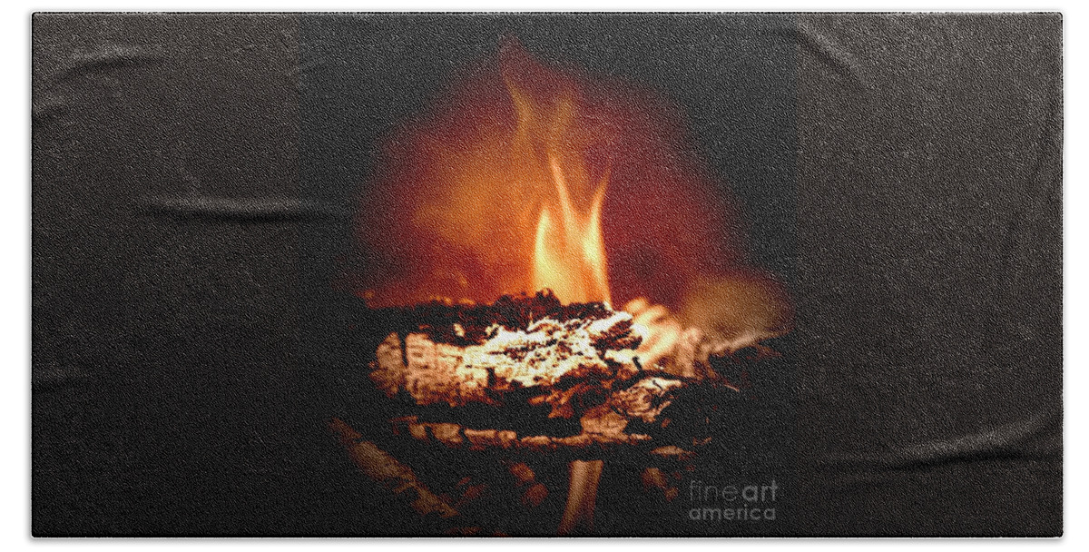 Camp Fire Beach Towel featuring the photograph Flame by Denise Tomasura