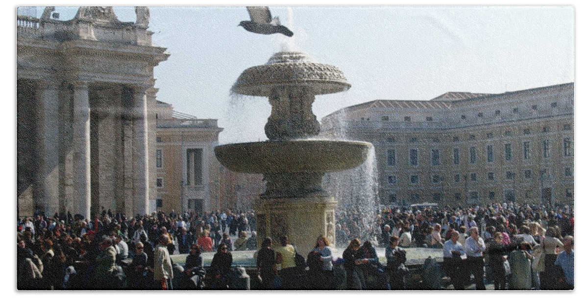Rome Beach Towel featuring the photograph Flight and Fountain by Robin Pedrero
