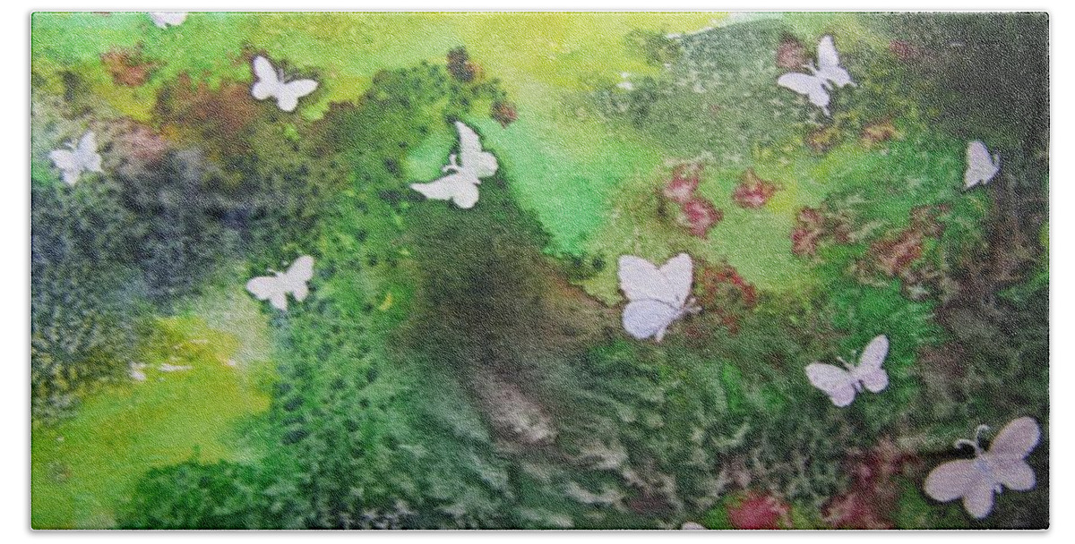 Butterfly Beach Sheet featuring the painting Flight of White by Lynn Quinn