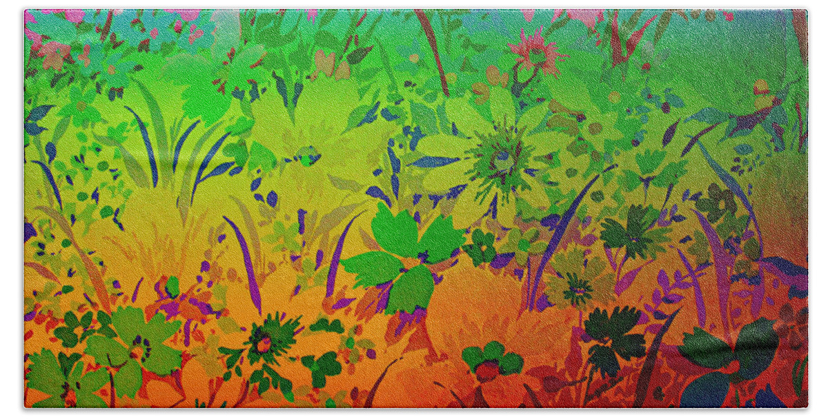 Floral Rainbow Beach Sheet featuring the photograph Floral Rainbow by Judy Palkimas