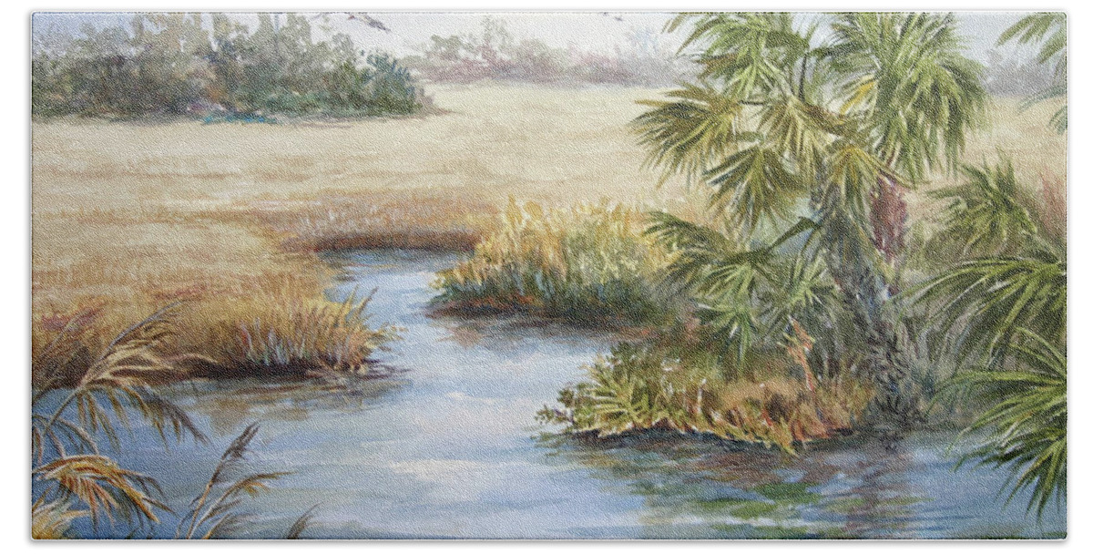Florida Beach Towel featuring the painting Florida Wilderness III by Roxanne Tobaison