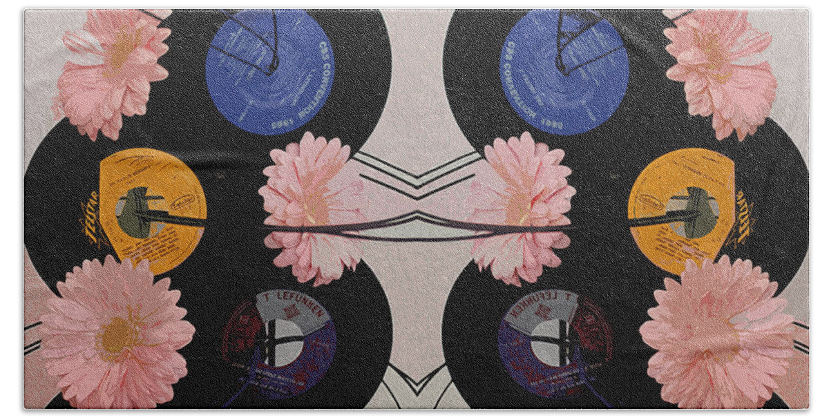 Abstract Beach Towel featuring the photograph Flowers and Phonographs by Nina Silver