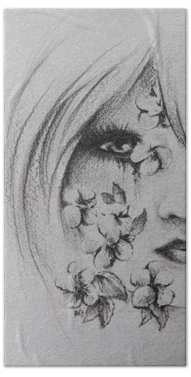 Flowers Beach Towel featuring the drawing flowers for Rachel by William Russell Nowicki