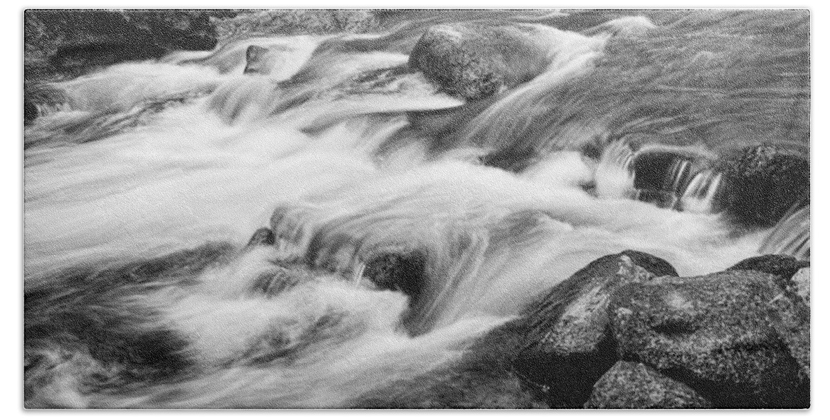 Outdoors Beach Towel featuring the photograph Flowing St Vrain Creek Black and White by James BO Insogna