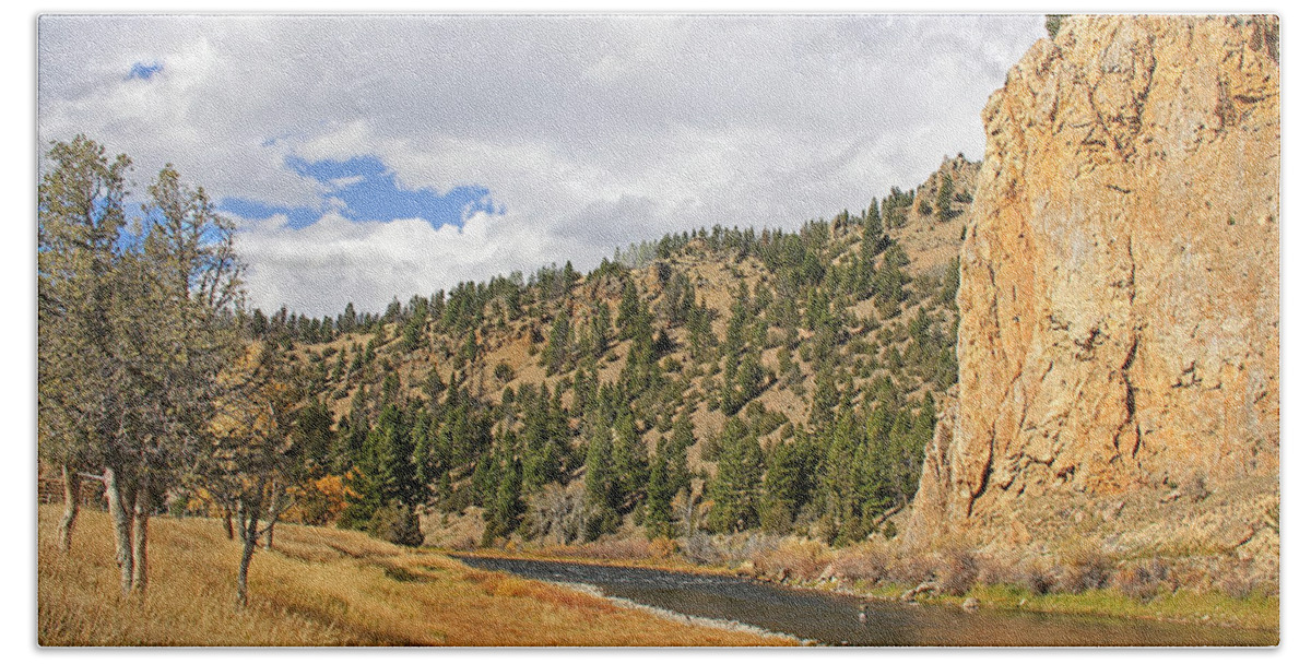 Fly Fish Beach Towel featuring the photograph Fly Fishing the Big Hole River Montana by Jennie Marie Schell