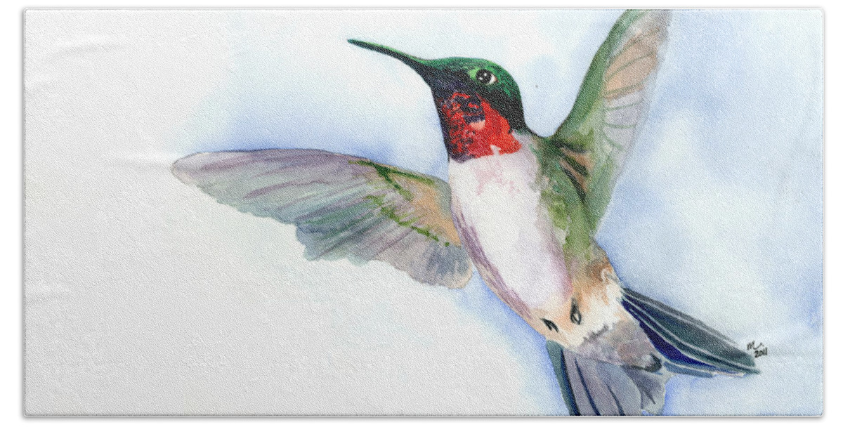 Hummingbird Beach Towel featuring the painting Fly Free by Michal Madison