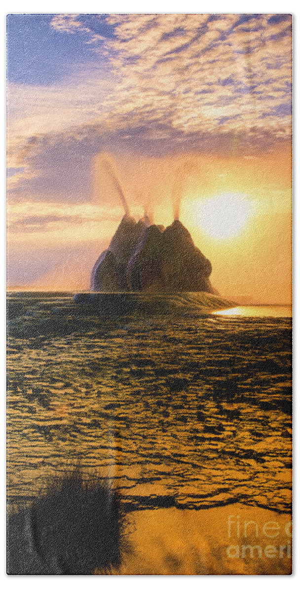 America Beach Sheet featuring the photograph Fly Geyser Sunrise by Inge Johnsson