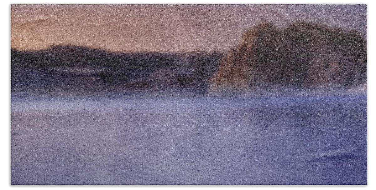 Lake Powell Beach Sheet featuring the photograph Fog over Lake Powell by Ellen Heaverlo