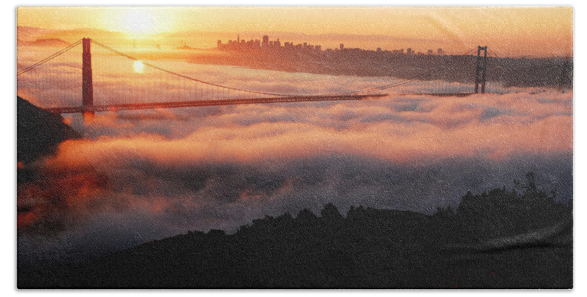 San Beach Sheet featuring the photograph Foggy Morning San Francisco by James Kirkikis