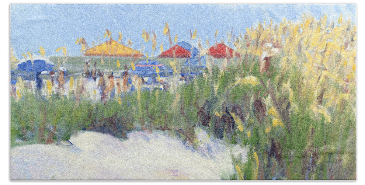 Beach Beach Towel featuring the painting Folly Field Beach August by Candace Lovely