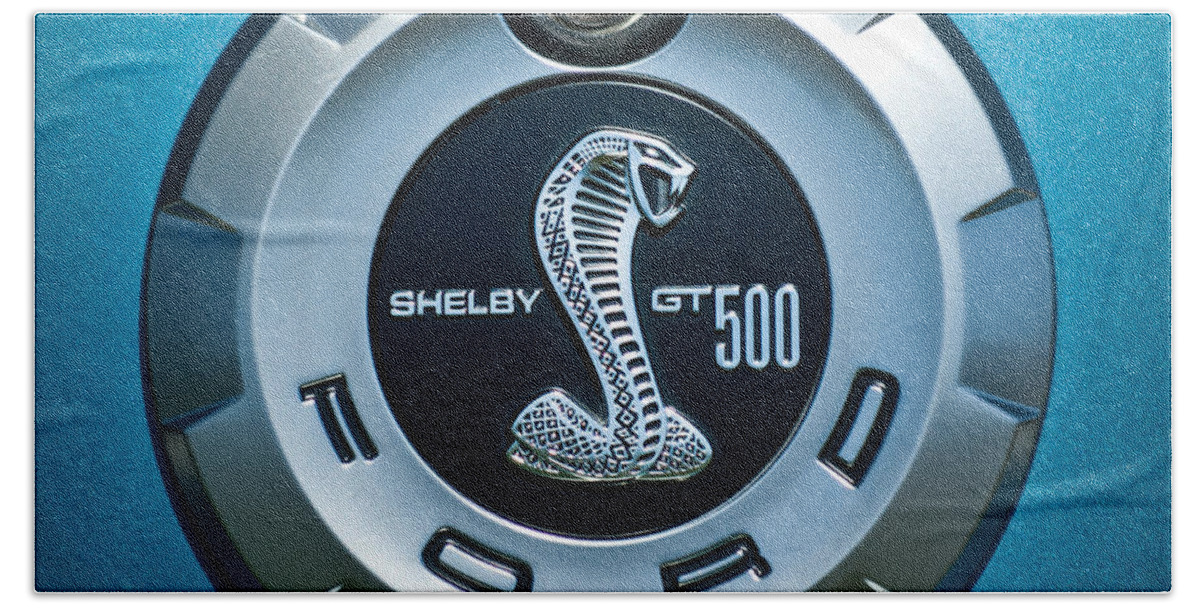 Ford Shelby Gt 500 Cobra Beach Towel featuring the photograph Ford Shelby GT 500 Cobra Emblem by Jill Reger