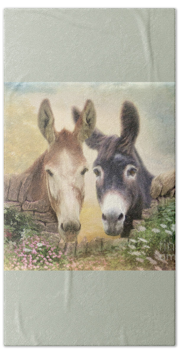 Donkey Beach Towel featuring the digital art Forever Friends by Trudi Simmonds