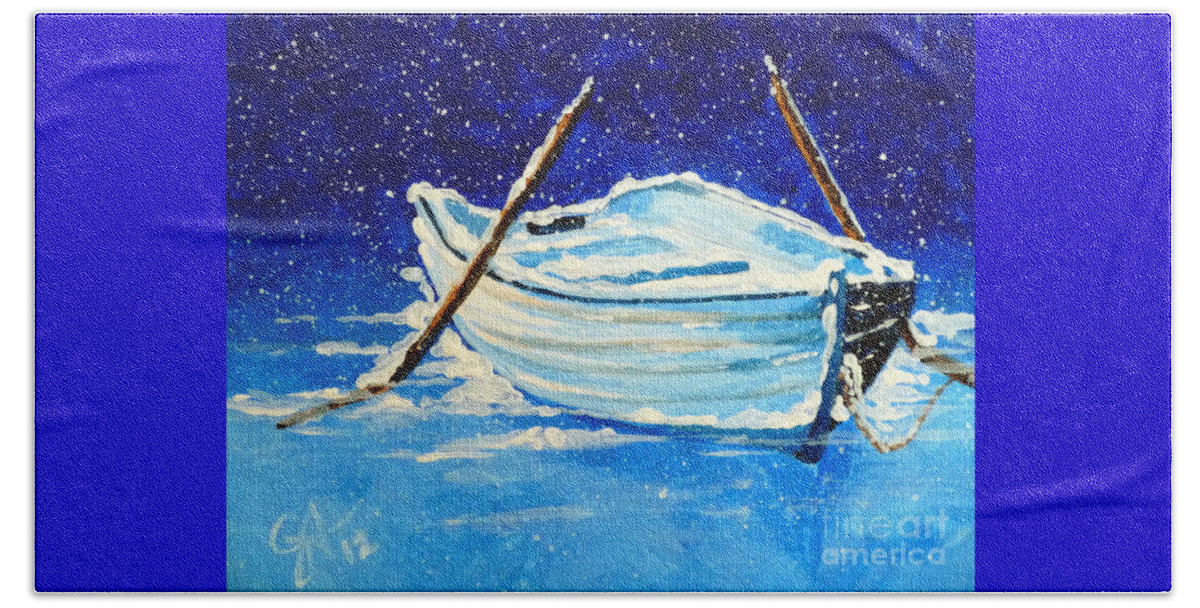 Row Beach Sheet featuring the painting Forgotten Rowboat by Jackie Carpenter