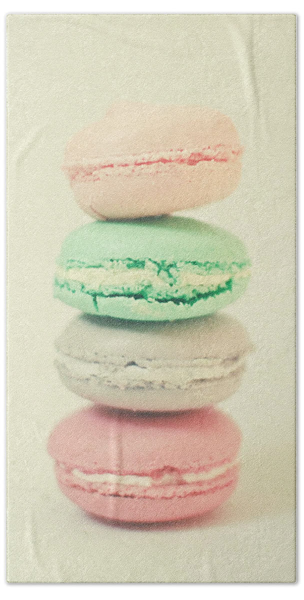Food Photograph Beach Towel featuring the photograph Four Macarons by Cassia Beck