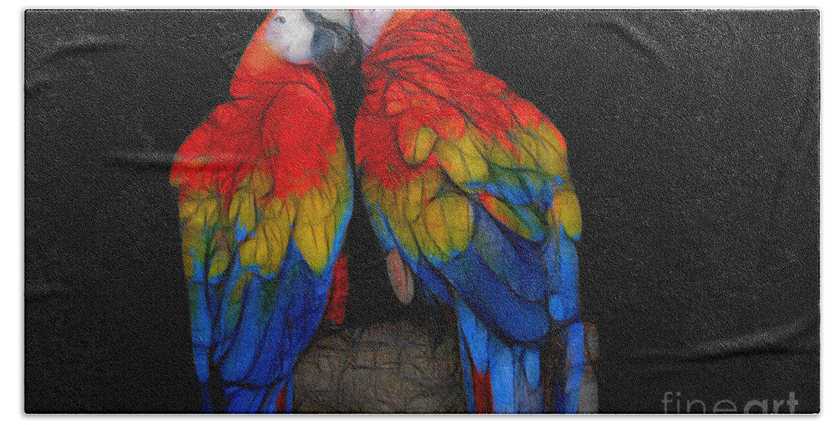 Animals Beach Towel featuring the digital art Fractal Parrots by Teresa Zieba