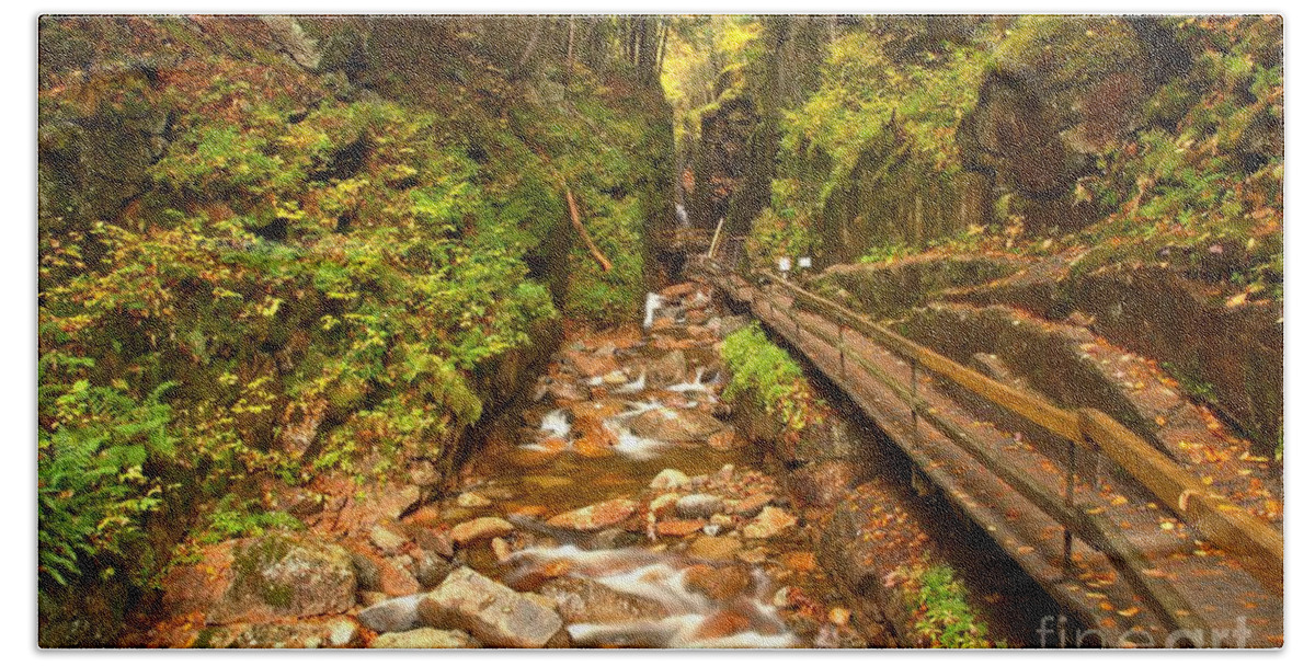 Flume Gorge Beach Towel featuring the photograph Franconia Notch Flume Gorge New Hampshire by Adam Jewell